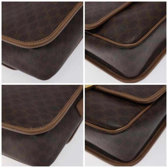 CELINE Macadam Canvas Shoulder Bag PVC Leather Brown Gold Auth 119072 - Picture 14 of 16